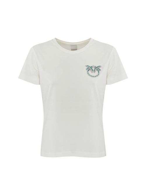 T-shirt con ricamo gioiello Nambrone in cotone Bianco PINKO | 103320 A2G7Z05